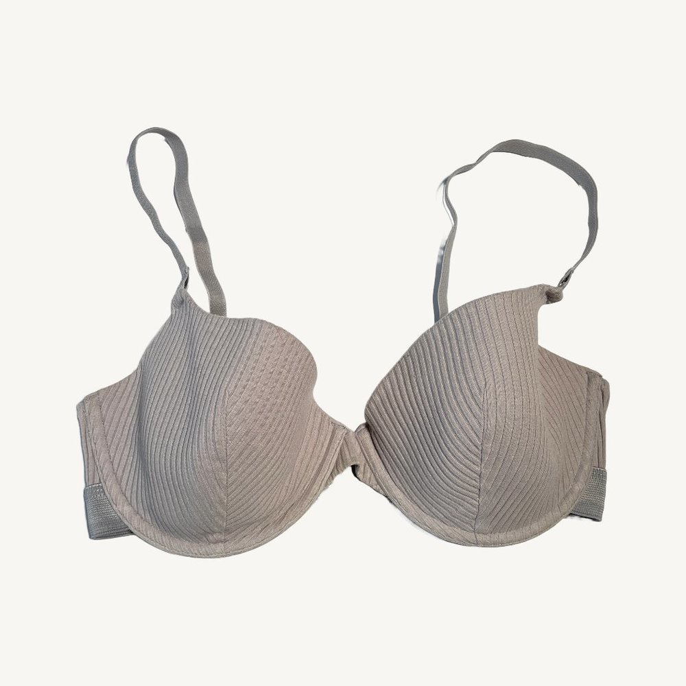 Lounge Ribbed Grey T-Shirt Bra Size 34E